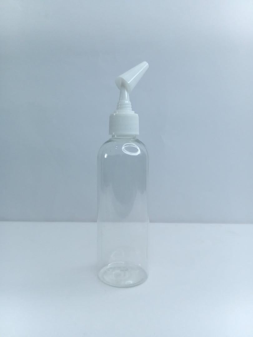 OROBO PENGUIN PLASTIC BOTTLE (100ML) 20MM OPENING (LONG TRANSPARENT)