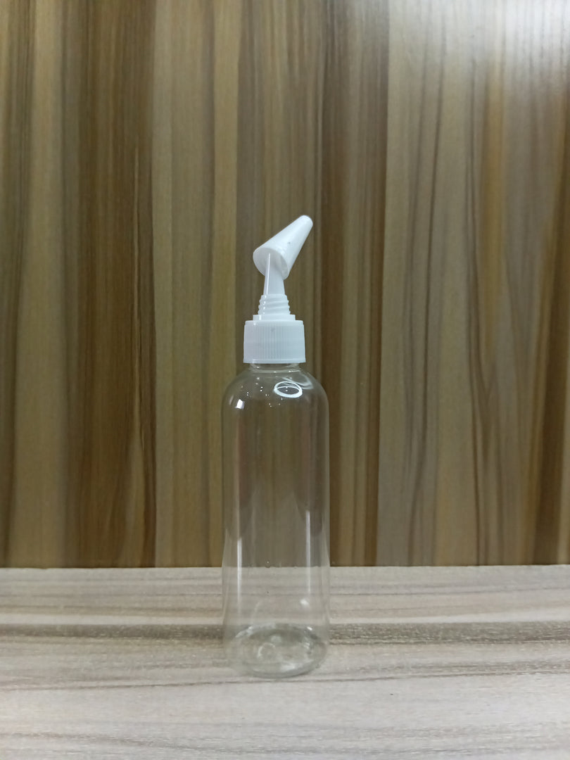 OROBO PENGUIN PLASTIC BOTTLE (100ML) 20MM OPENING (LONG TRANSPARENT)