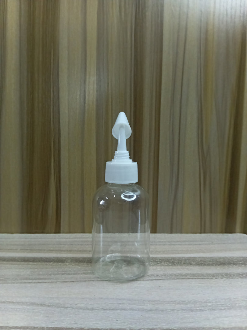 OROBO PENGUIN PLASTIC BOTTLE (100ML) 24MM OPENING (SHORT TRANSPARENT)